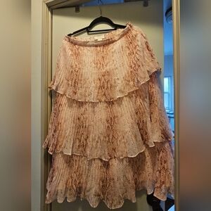 Rachel Parcell Tiered Pink Snake Print Skirt